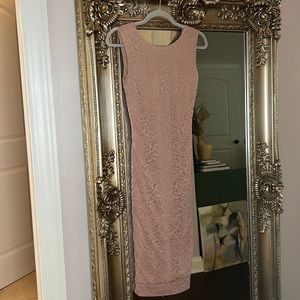 XS PINK MIDI OPEN BACK LACE DRESS